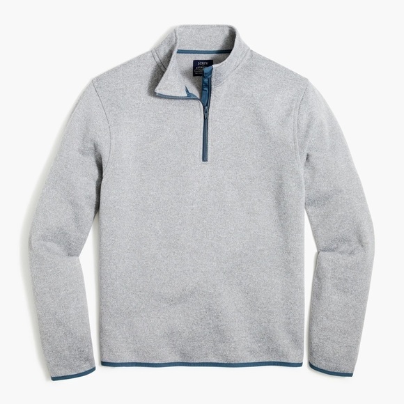 J. Crew Heather Light Gray Marled Fleece Half Zip Pullover - Picture 11 of 11